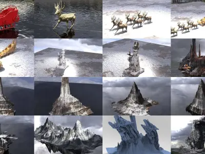 Christmas Winter Architecture Collection 3D Model Pack