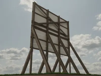 Wooden Billboard for Construction Sites Version 1 Low-poly 3D model