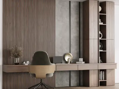 Workplace - Home offfice set- office furniture 18  Low-poly 3D model