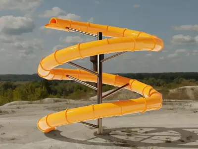 Water Slide Low-poly 3D model 2