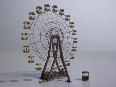 Old post-apocalypse Ferris wheel  np1 Low-poly 3D model