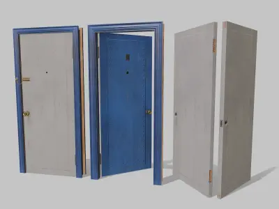 Door light blue 04 Low-poly 3D model