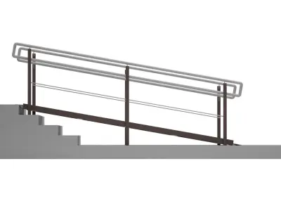 Metal ramp stairs with railing 3D model