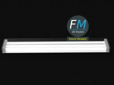 Industrial old fluorescent lamp 3D model