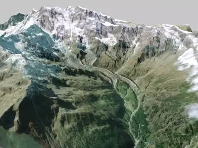 Mountain landscape Monte Rosa Gletscher Zermatt Switzerland 3D model