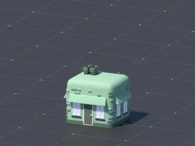 3D Asset - Low-Poly Stylized City Buildings Set Low-poly 3D model