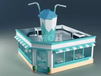 Coffee Shop Low-poly 3D model