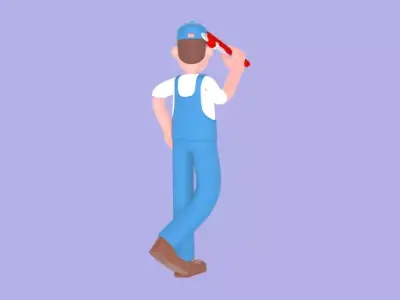 Stylized 3D Male Mechanic Character - Confident Cartoon Worker 3D model