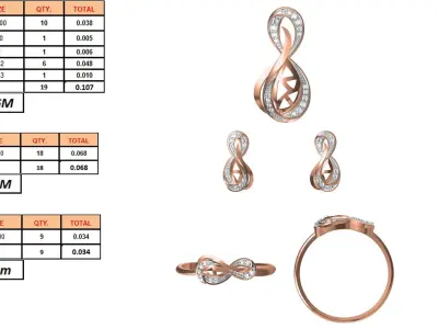 Light wt Ring Earrings Pendant set stl jcd 1-render details 3D print model 32