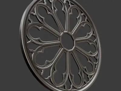 Gothic rose window Low-poly 3D model