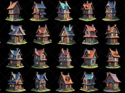 55 Fantasy Stylized Houses Texture