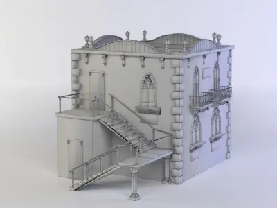 Small white Castle  Low-poly 3D model