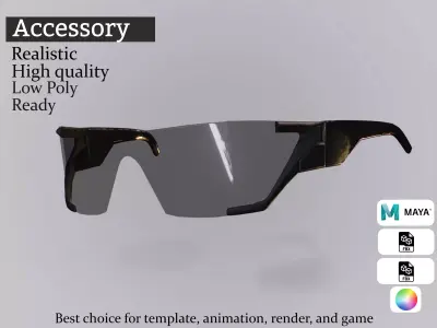 Futuristic Sunglasses Low-poly 3D model