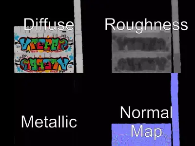 Vibrant Graffiti Wall model pack Low-poly 3D model