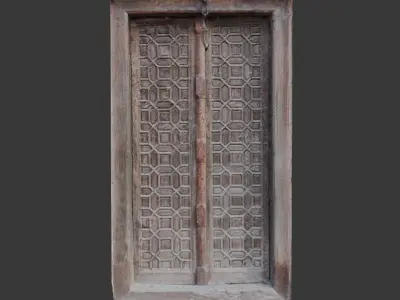 Antique Wooden Door 3D Scan Low-poly 3D model