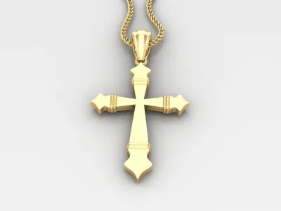Light Gold 18K Cross Pendant 2CP097 3D print model