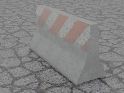 Concrete Road Barrier 2 Low-poly 3D model