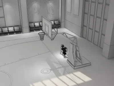 Modern Indoor Basketball Stadium Gymnasium Low-poly 3D model