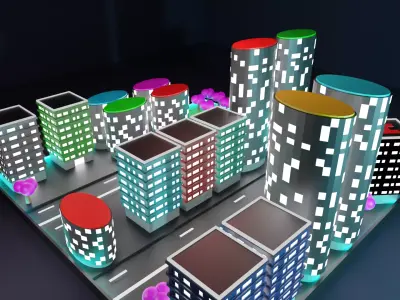 City low poly Free low-poly 3D model