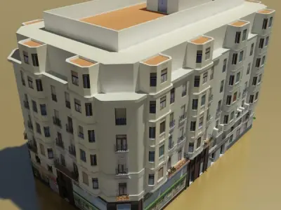 Building apartment with roof 3D model