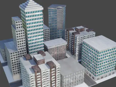 City Building Pack Collection Low-poly 3D model