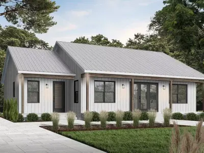 Modern Bungalow with Loft  Full 3D Architectural Model SketchUp  3D model