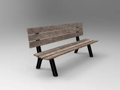 Bench wooden Low-poly 3D model
