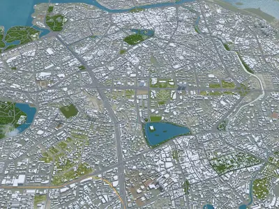 Haikou Hainan China 55km AI Low-poly 3D model