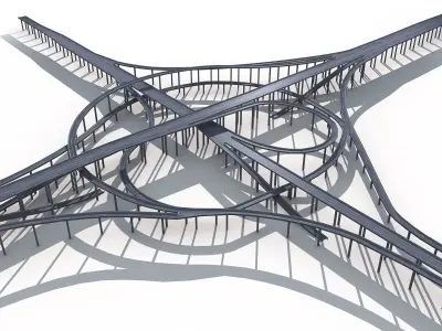 Highway Road Viaduct Flyover-08 3D model