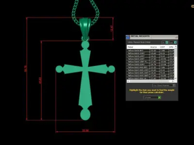 Light Gold 18K Cross Pendant 2CP090 3D print model