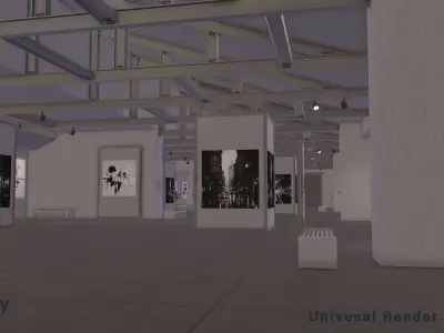 Modular Art Gallery 01 Unity Asset Low-poly 3D model