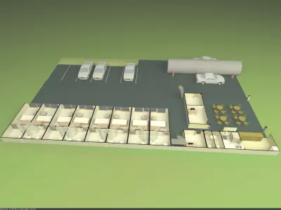 Rural petrol station 3D model