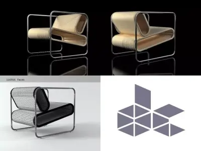 Twin chair design 3D model