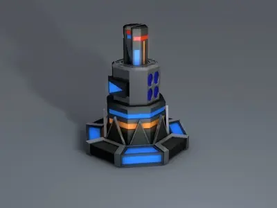Turret spaceship with lights Free 3D model