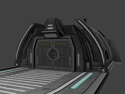 Low poly Sci-fi Landing Building Low-poly 3D model