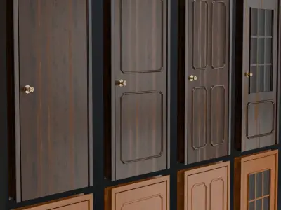 Realistic Wooden Door Bundle - Door Collection Pack 3D model