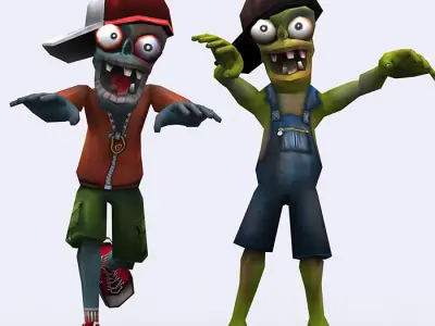 3DRT - Toonworld Zombie Family Low-poly 3D model