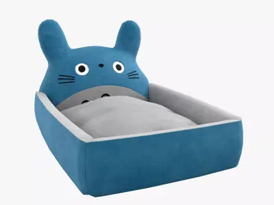 Ghibli Style Kid Bed Child Bed Baby Bed Light Blue 3D model