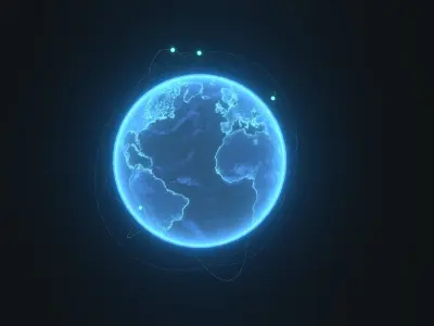 Animated Hologram Planet Earth Sci-Fi 3D Model 8k Textures Low-poly 3D model