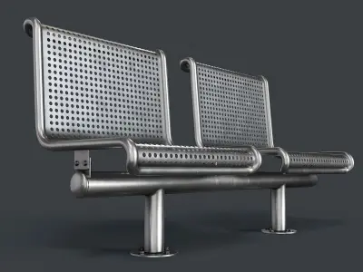 Metal Modern Bench 32 PBR Game Ready Low-poly 3D model