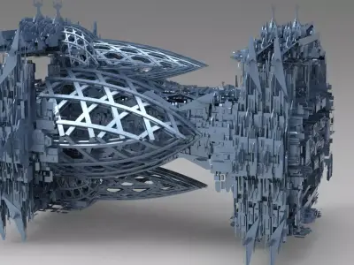 cyberpunk weaved city mega block 3D model