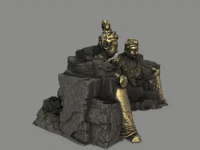 rocks buddha gate  Low-poly 3D model