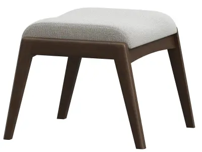 Roxy Walnut Wood Ottoman 3D model