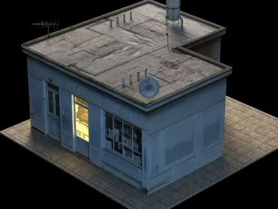 Small Shop Building  Low-poly 3D model