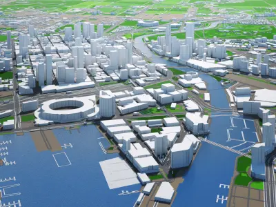 Melbourne City And Surroundings Australia Low Poly VR AR   Low-poly 3D model