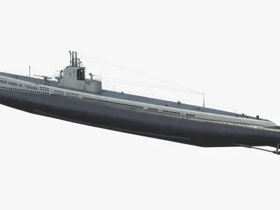  USS Drum SS-228 Submarine Rigged for Cinema 4D 