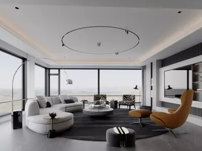 Modern living room scene 3D model purchase