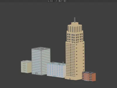 Voxel City Tower Buildings Low-poly 3D model