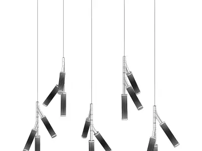 Cylinder Branches Chandelier Gold 15 Low-poly 3D model