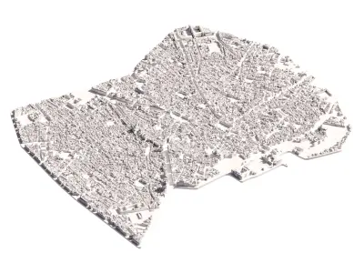 Madrid Centro - Detailed 3D City Model - LOD2 3D Printing Ready 3D model